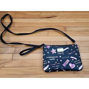 Betsy Johnson Pink Black Purse Crossbody Be Kind Love Dream Choose JOY Wristlet